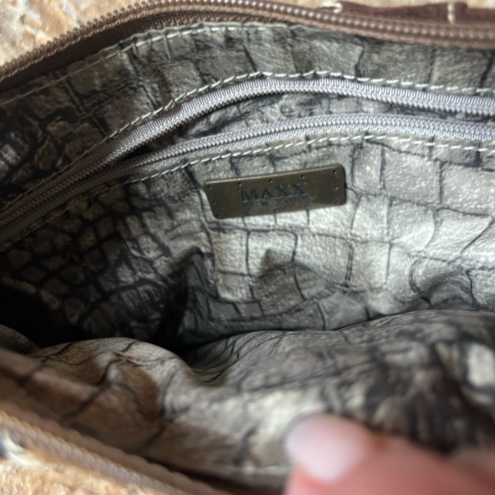 Maxx New York Mini Hobo Bag suede leather and rabbit fur trim - Picture 4 of 4